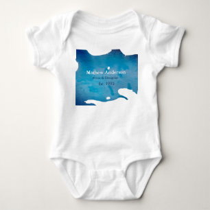 Body Para Bebé textura de jeans de acuarela rústica azul añadir n