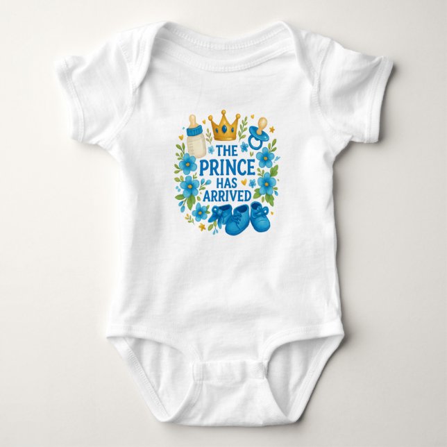 Body Para Bebé The Prince Has Arrived,Royal Baby Boy Bodysuit (Anverso)