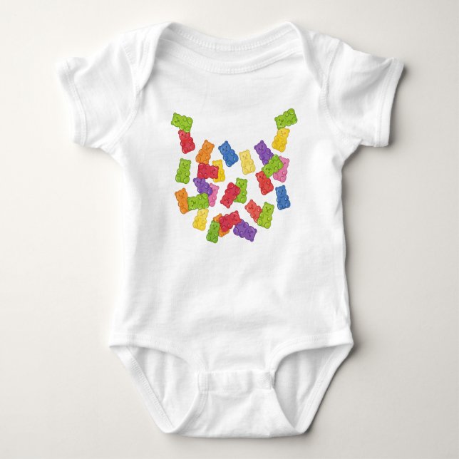 Body Para Bebé The Sweetest Bib" - Falling Rainbow Gummy Bear Nec (Anverso)