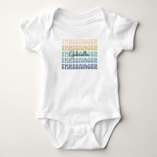 Body Para Bebé Threenager, 3rd Birthday, Birthday Toddler Name (Anverso)