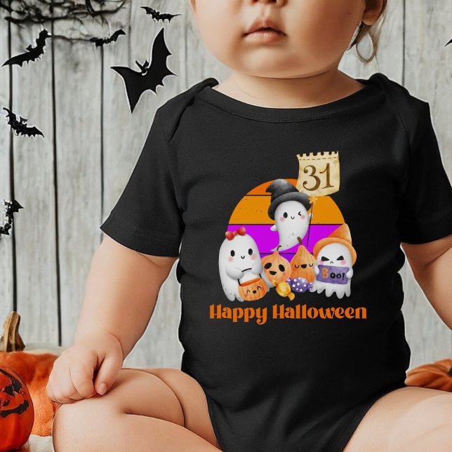 Body Para Bebé Tía calabaza fantasma Boo Feliz Halloween (Subido por el creador)