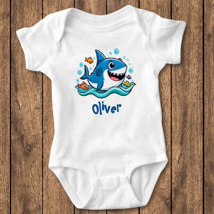 Body Para Bebé Tiburón azul de dibujos animados lindo