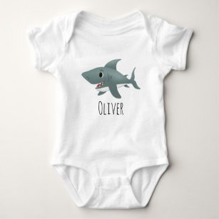 Body Para Bebé Tiburón del océano azul, lindo y caprichoso