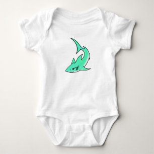 Body Para Bebé tiburón sonriente de dibujos animados azul verde m