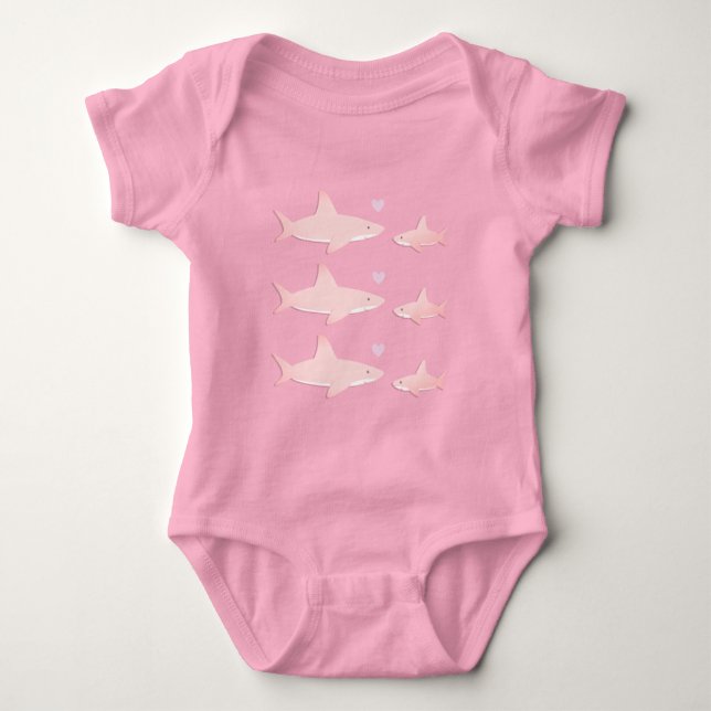 Body Para Bebé Tiburones pequeños rosados | Baby Bodysuit (Anverso)