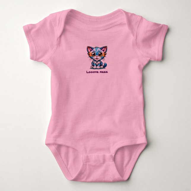 Body Para Bebé Tie Dye Kitty Cat dice Love Meee (Anverso)