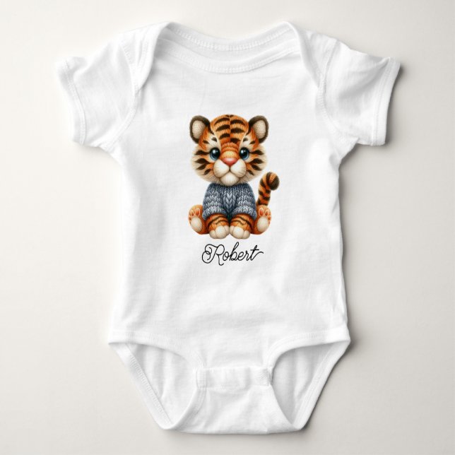 Body Para Bebé Tierno Tigre de Bebé Tejido (Anverso)