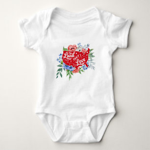 Body Para Bebé Tierra floral roja y azul que amo
