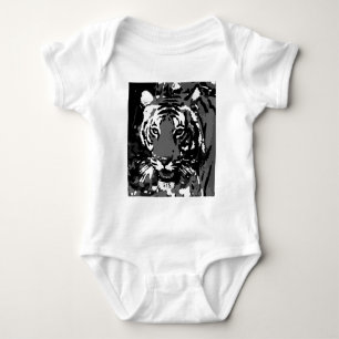 Body Para Bebé Tigre de arte pop negro y blanco