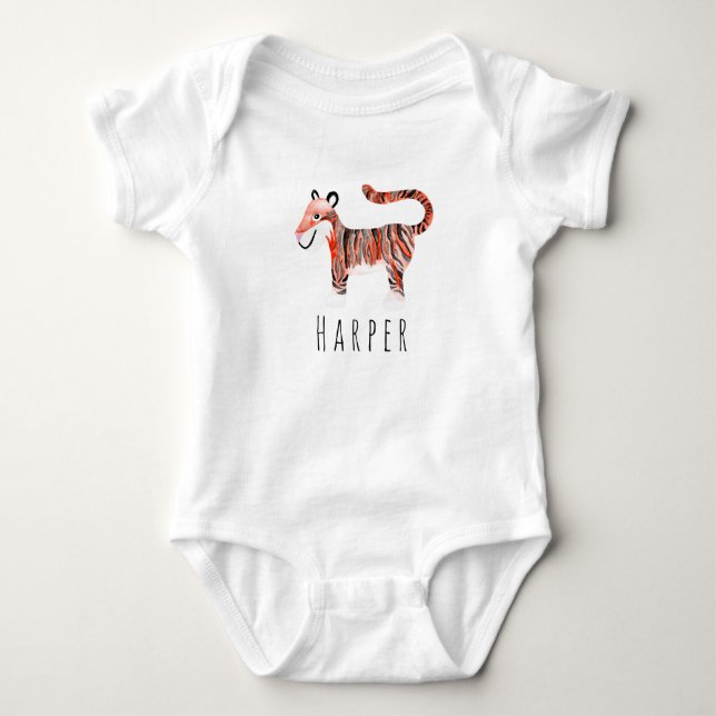 Body Para Bebé Tigre de la selva unisex con nombre (Anverso)