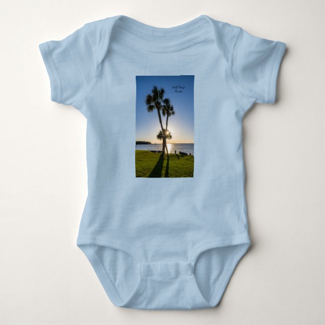 Body Para Bebé Tijeras de árbol de palma Silueta Bebé conjunto (Anverso)