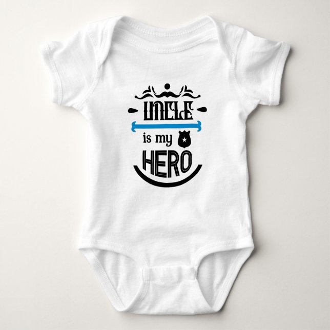Body Para Bebé Tío, Mi Héroe, Baby Bodysuit (Anverso)