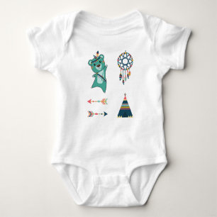 Body Para Bebé Tipi, Pegatinas de oso turquesa de la India