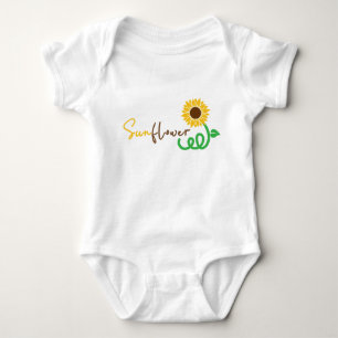 Body Para Bebé Tipografía de girasol Arte floral