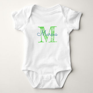 Body Para Bebé Tipografía de monograma personalizado nombre
