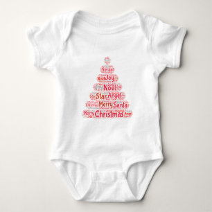 Body Para Bebé Tipografía del árbol de Navidad rojo