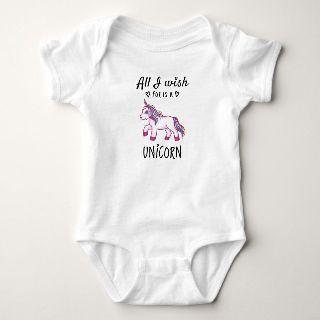 Body Para Bebé Todo lo que deseo es un Unicornio (Anverso)