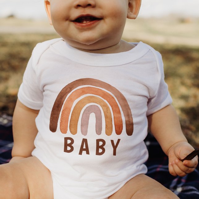 Body Para Bebé Tono de tierra acuarela Boho Arcoiris "bebé" (Subido por el creador)