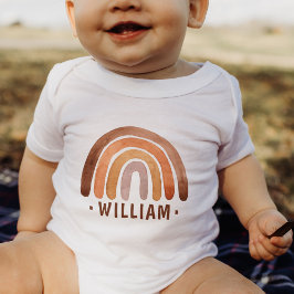 Body Para Bebé Tono de tierra acuarela Boho nombre arcoiris