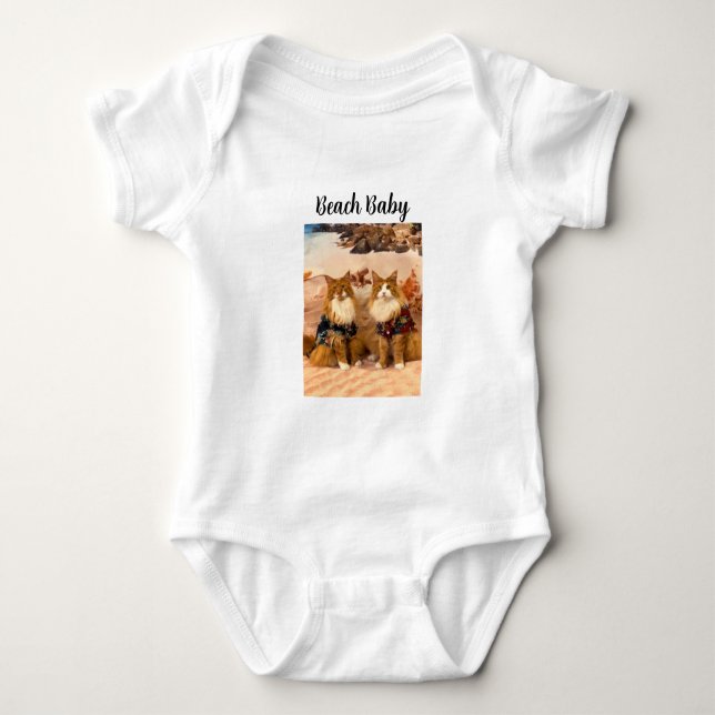 Body Para Bebé Tony y Teddy Beach Cat Baby Bodysuit (Anverso)