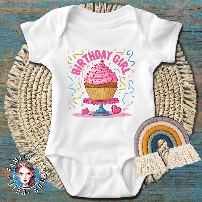 Body Para Bebé Torta rosa Chica de cumpleaños (Subido por el creador)