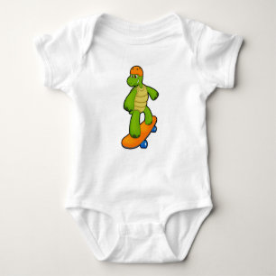 Body Para Bebé Tortuga como Skateboarder con Skateboard y Casco