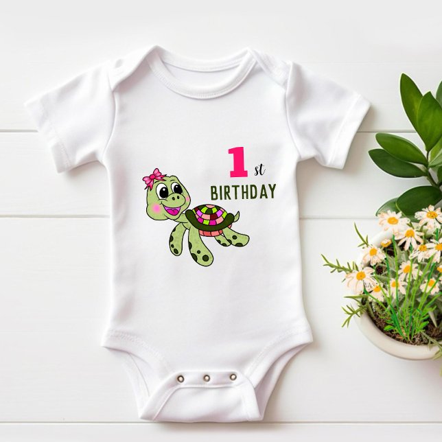 Body Para Bebé Tortuga de cumpleaños (Subido por el creador)