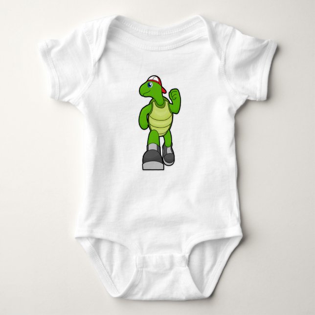 Body Para Bebé Tortuga en marcha con tapón (Anverso)