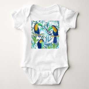 Body Para Bebé Toucanes Tropicales: Patrón de Flores Exóticas.