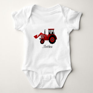 Body Para Bebé Tractor rojo con nombre DIY