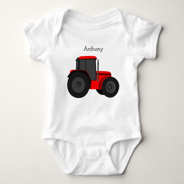 Body Para Bebé Tractor rojo Personalizado Baby Bodysuit (Anverso)