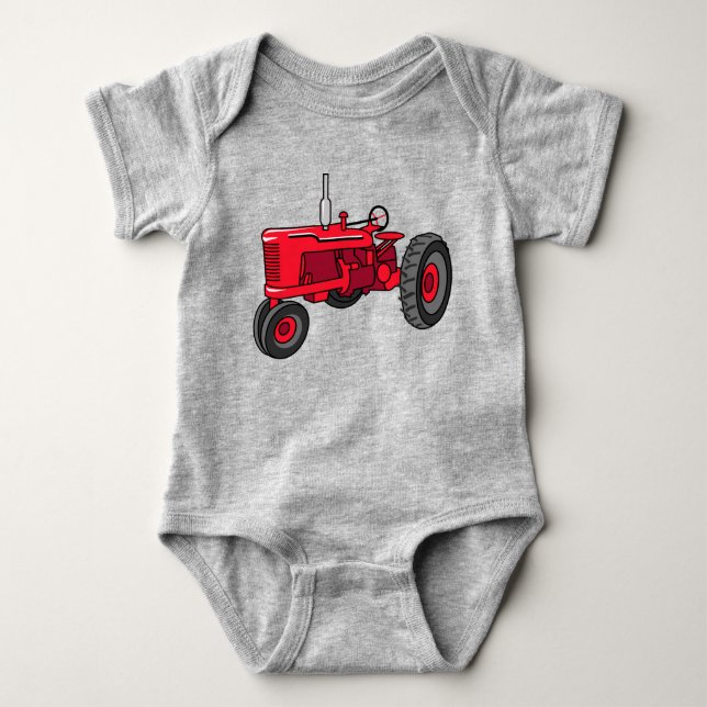 Body Para Bebé Tractor rojo vintage (Anverso)