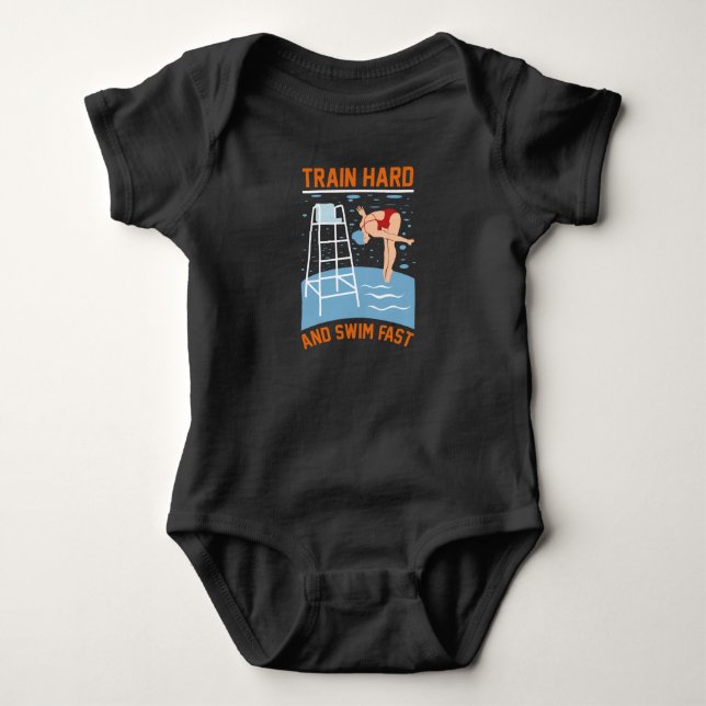 Body Para Bebé Train Hard and Swim Fast - Swimmer Design (Anverso)