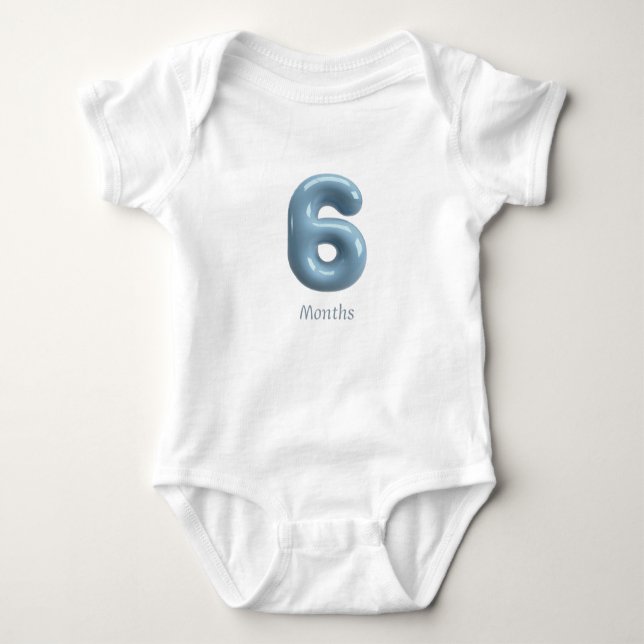 Body Para Bebé Traje azul de número 3D para bebé de 6 meses (Anverso)