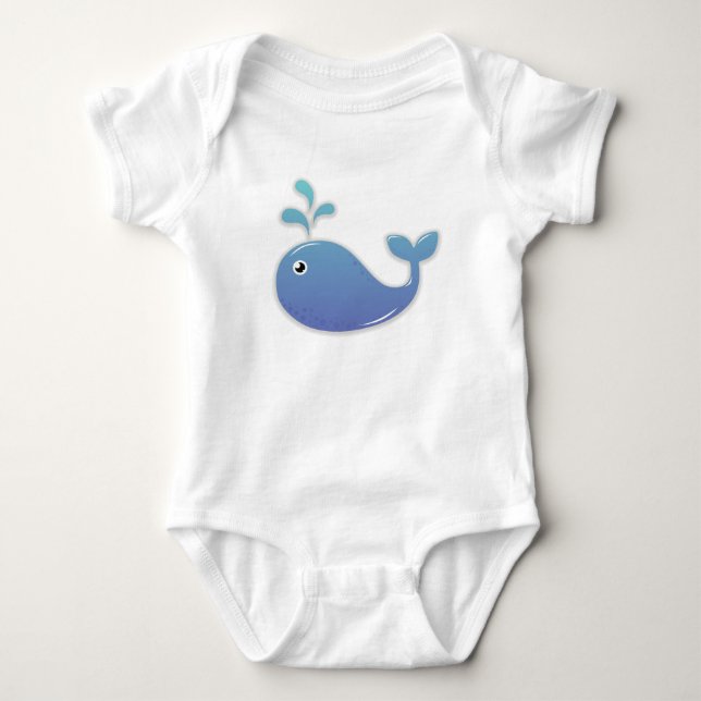 Body Para Bebé Traje de ballena azul adorable para bebé (Anverso)