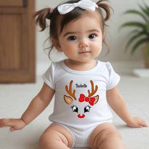 Body Para Bebé Traje de bebé cara de reno niña lindo