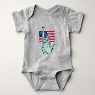 Body Para Bebé Traje de bebé con bandera americana y Lady Liberty