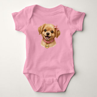 Body Para Bebé Traje de bebé con cachorro dulce y lazo rosa