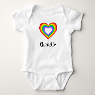 Body Para Bebé Traje de bebé con corazón de arcoíris personalizad