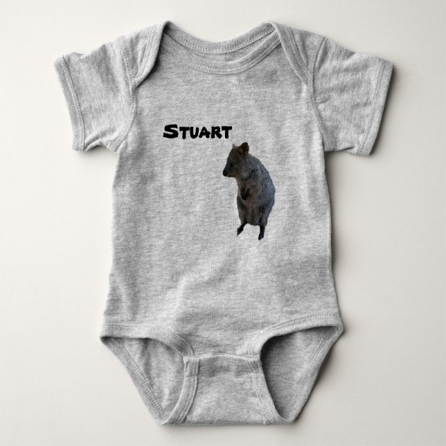 Body Para Bebé Traje de bebé con el nombre Stuart y quokka austra (Anverso)