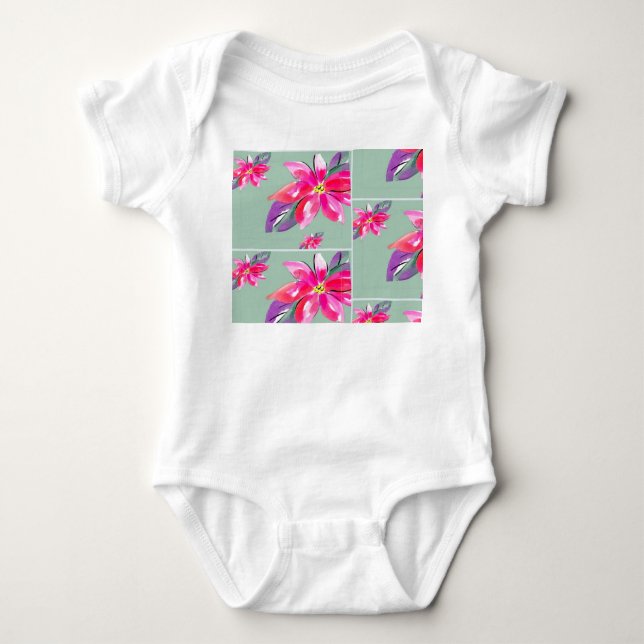 Body Para Bebé Traje de bebé con flores bonitas (Anverso)