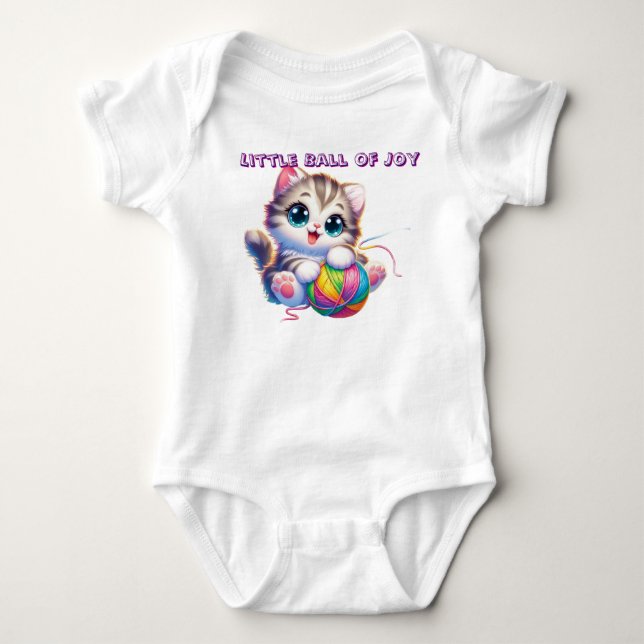 Body Para Bebé Traje de bebé con gatito lindo jugando con hilo (Anverso)