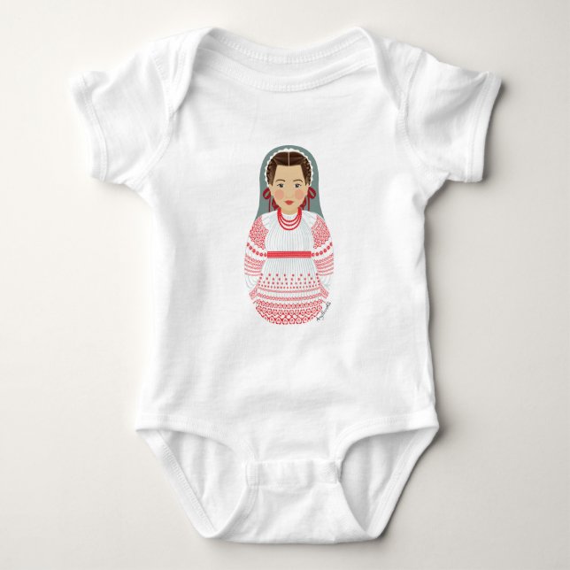 Body Para Bebé Traje de bebé croata Matryoshka (Anverso)