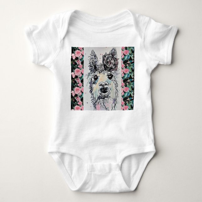 Body Para Bebé Traje de bebé de acuarela de alpaca llamas lindas (Anverso)