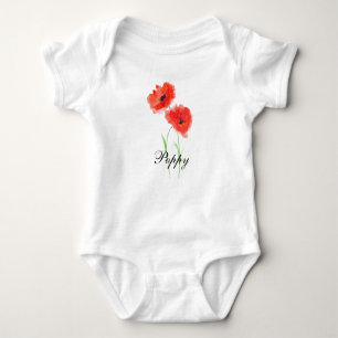 Body Para Bebé Traje de bebé de amapola roja acuarela floral