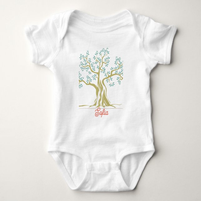 Body Para Bebé Traje de bebé de árbol de oliva Personalizado (Anverso)