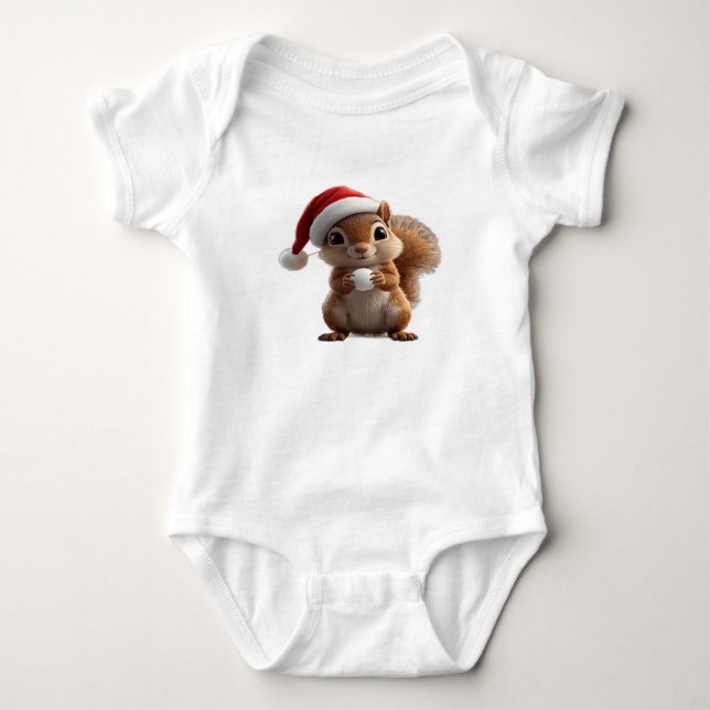Body Para Bebé Traje de bebé de ardilla de Navidad adorable (Anverso)