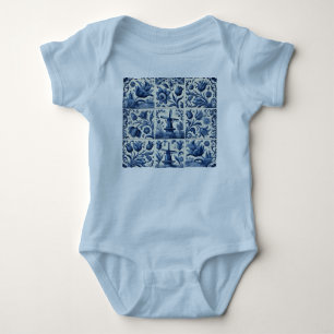 Body Para Bebé Traje de bebé de azulejos Delft mono