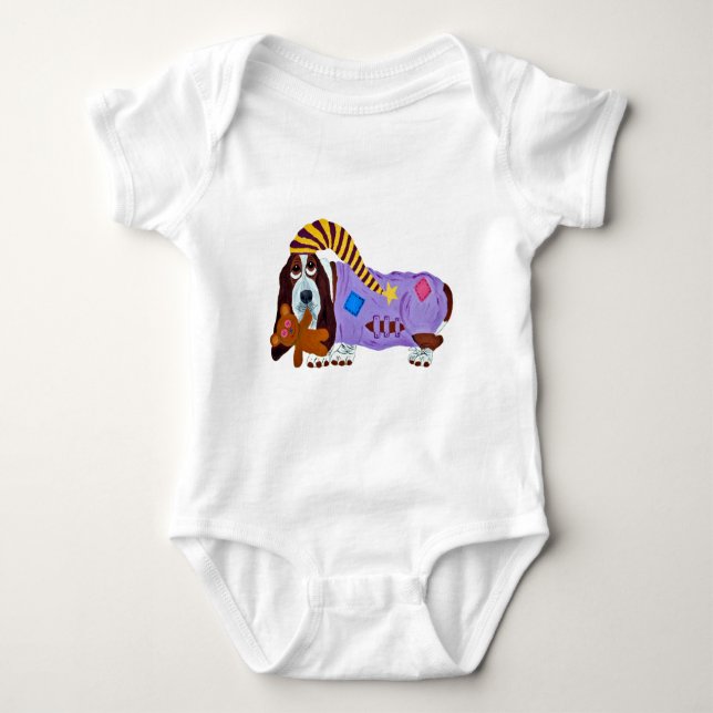 Body Para Bebé Traje de bebé de Basset Hound en PJs (Anverso)