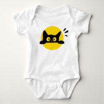 Traje de bebé de círculo amarillo gato negro lindo